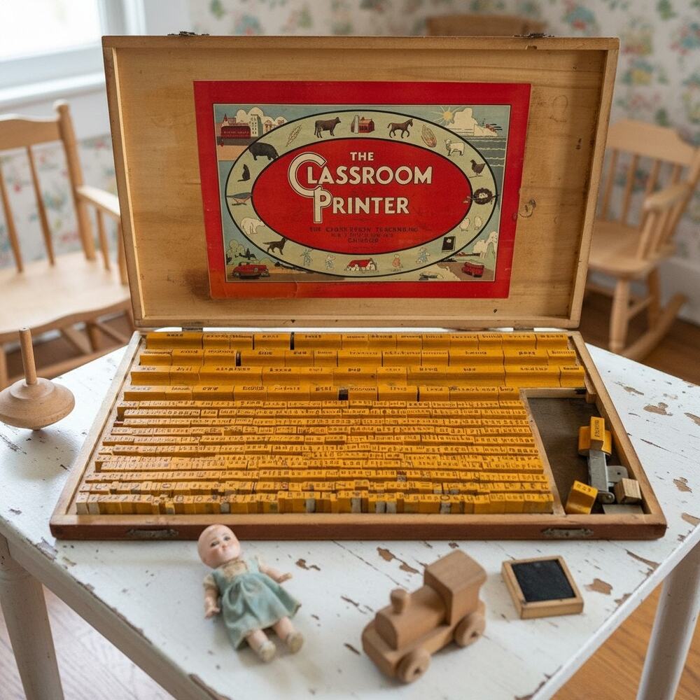 1932 Classroom Printer Rubber Stamp Set-320 Blocks-Teacher-Education-Toy-School